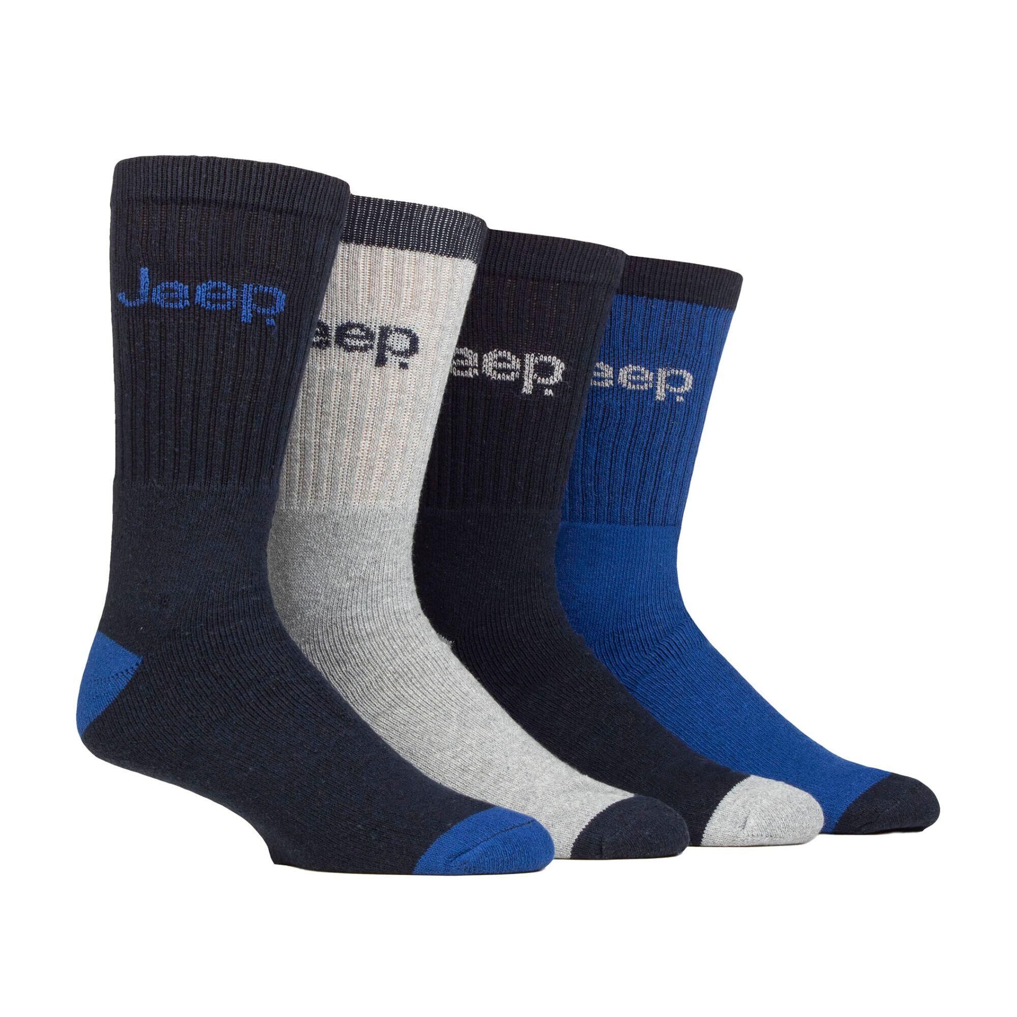 JEEP 4 Pairs Mens Recycled Cotton Cushioned Boot Socks