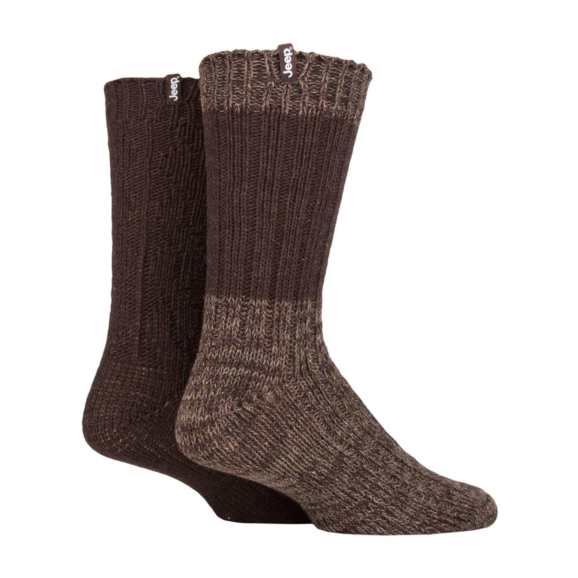 Mens Heavyweight Ribbed Cable Knit Wool Hiking Socks 1/3