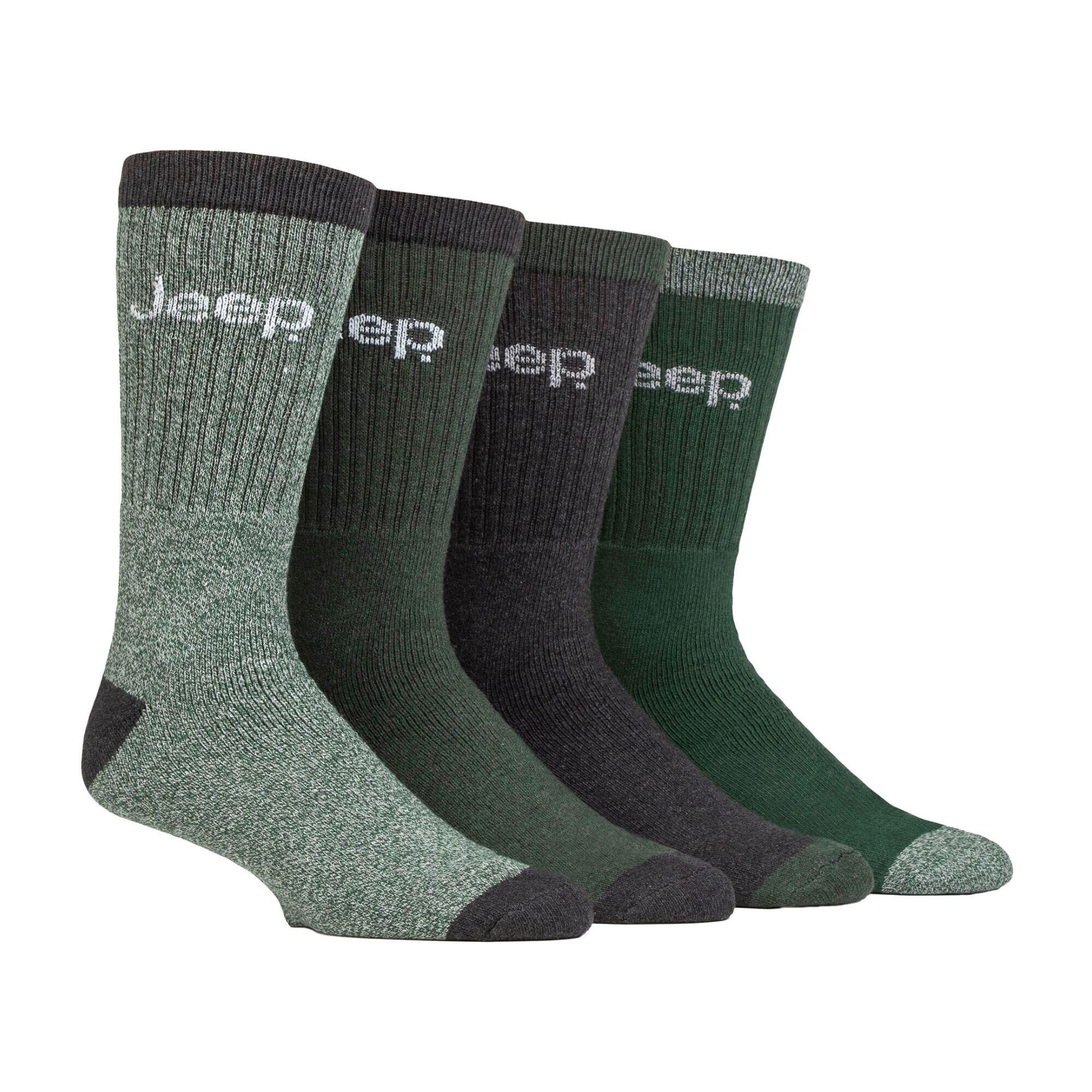 JEEP 4 Pairs Mens Recycled Cotton Cushioned Boot Socks