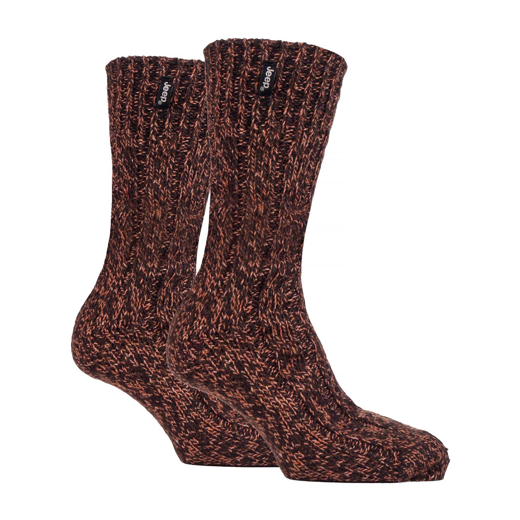 JEEP Mens Wool Knit Ribbed Design Padded Boot Socks