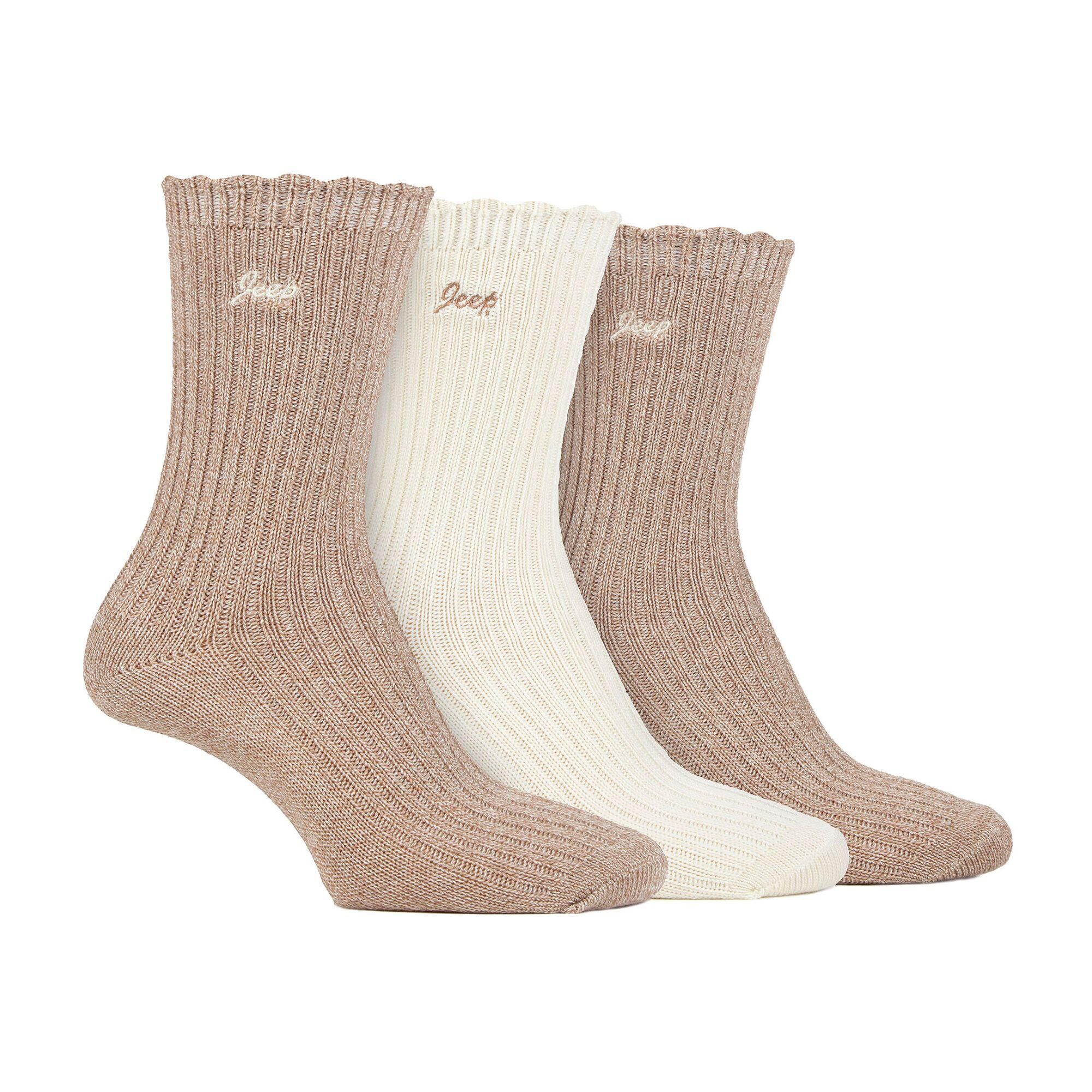 JEEP Women Boot Cute Ribbed Scalloped Bamboo Ankle Socks