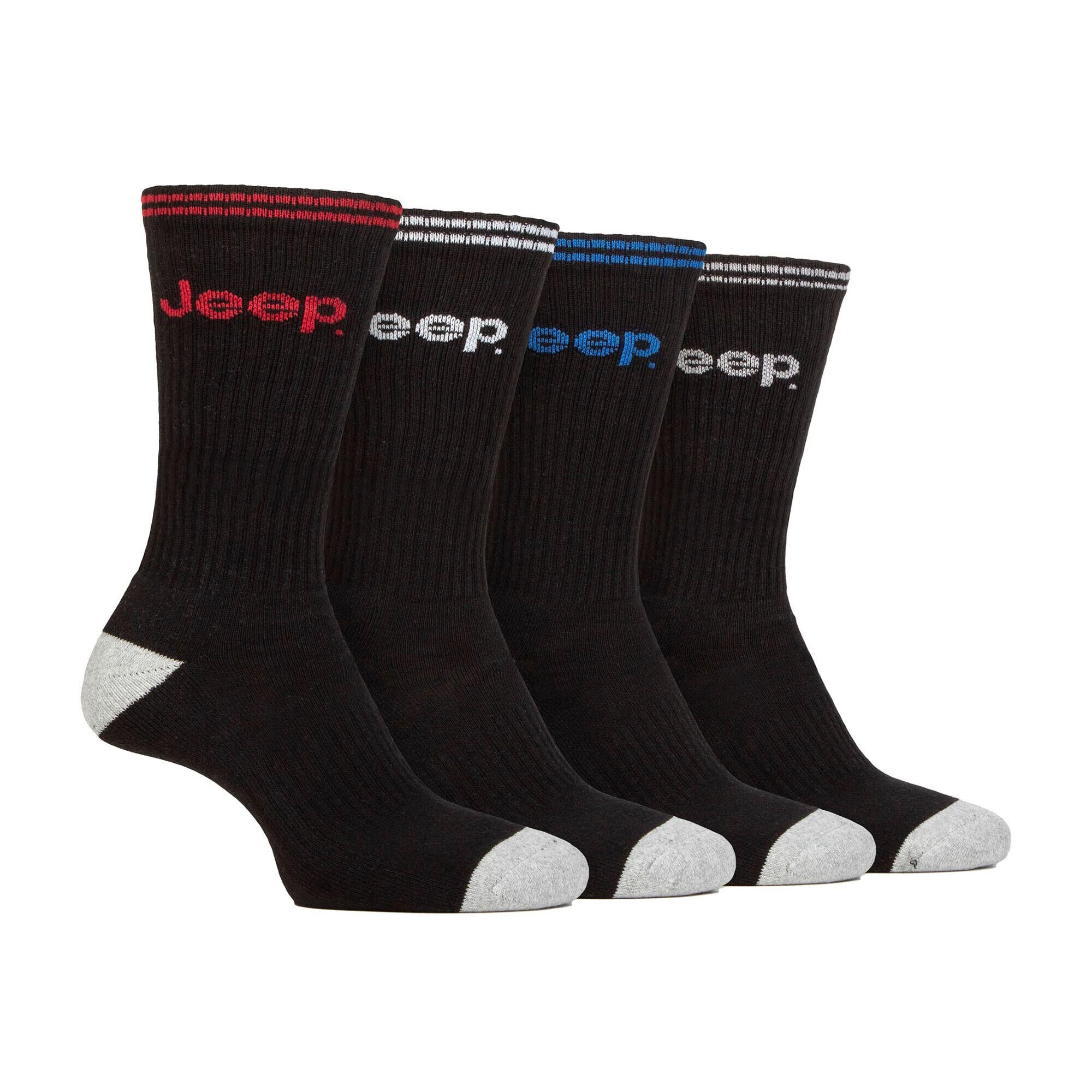 JEEP 4 Pairs Mens Sport Crew Running Breathable Cotton Socks