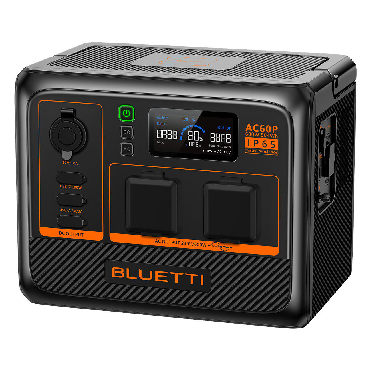 Bluetti ac60p powerstation, bateria 504wh, 600w, ip65