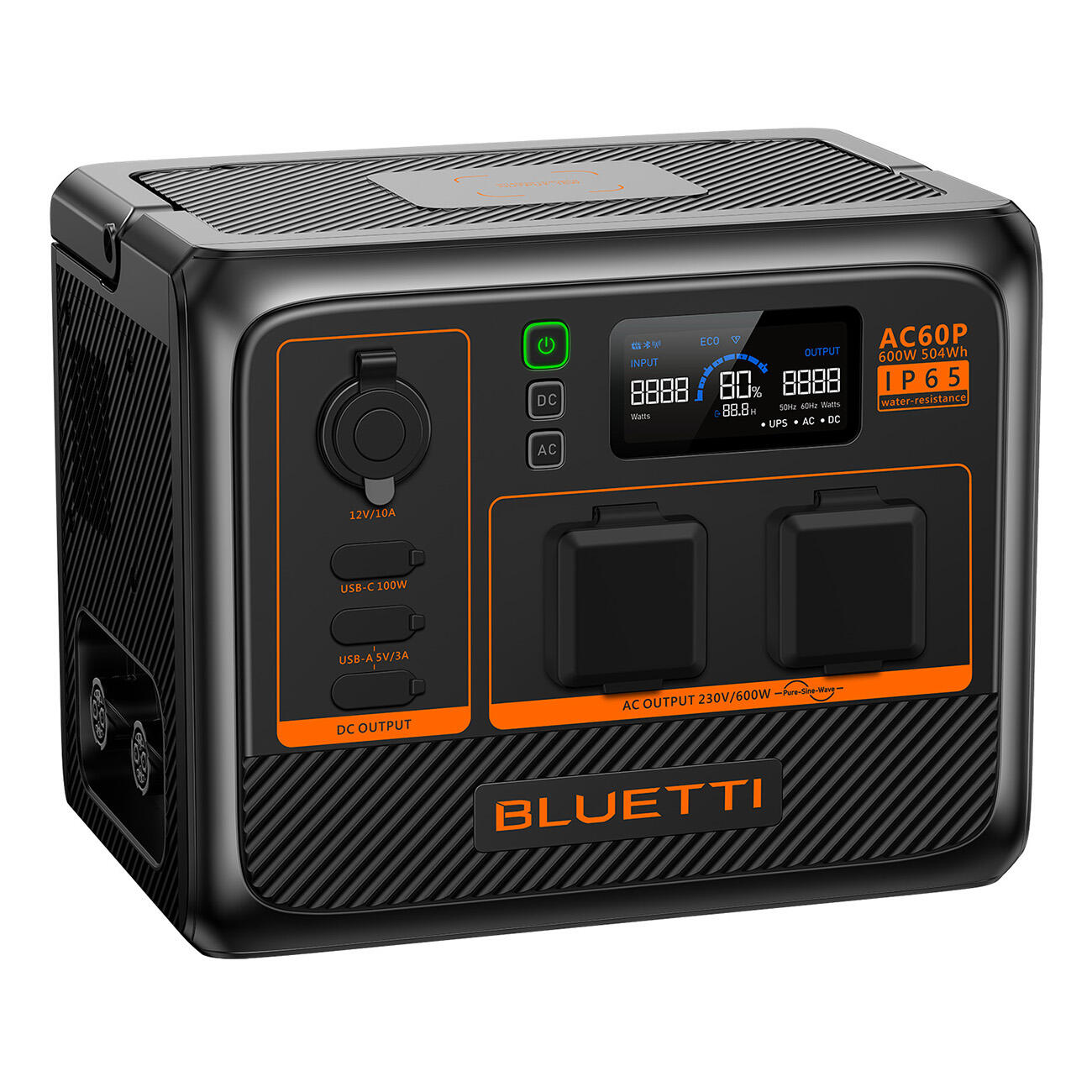 Power Station BLUETTI AC60P, Batteria 504 Wh, 600 W, IP65 3/7