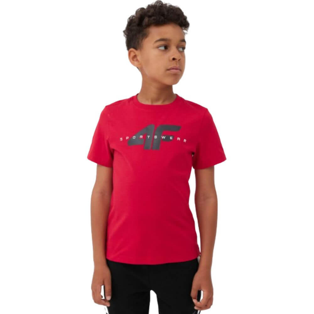 4F T-SHIRT DE DESPORTO EM ALGODÃO RAPAZ 4F.  Vermelho