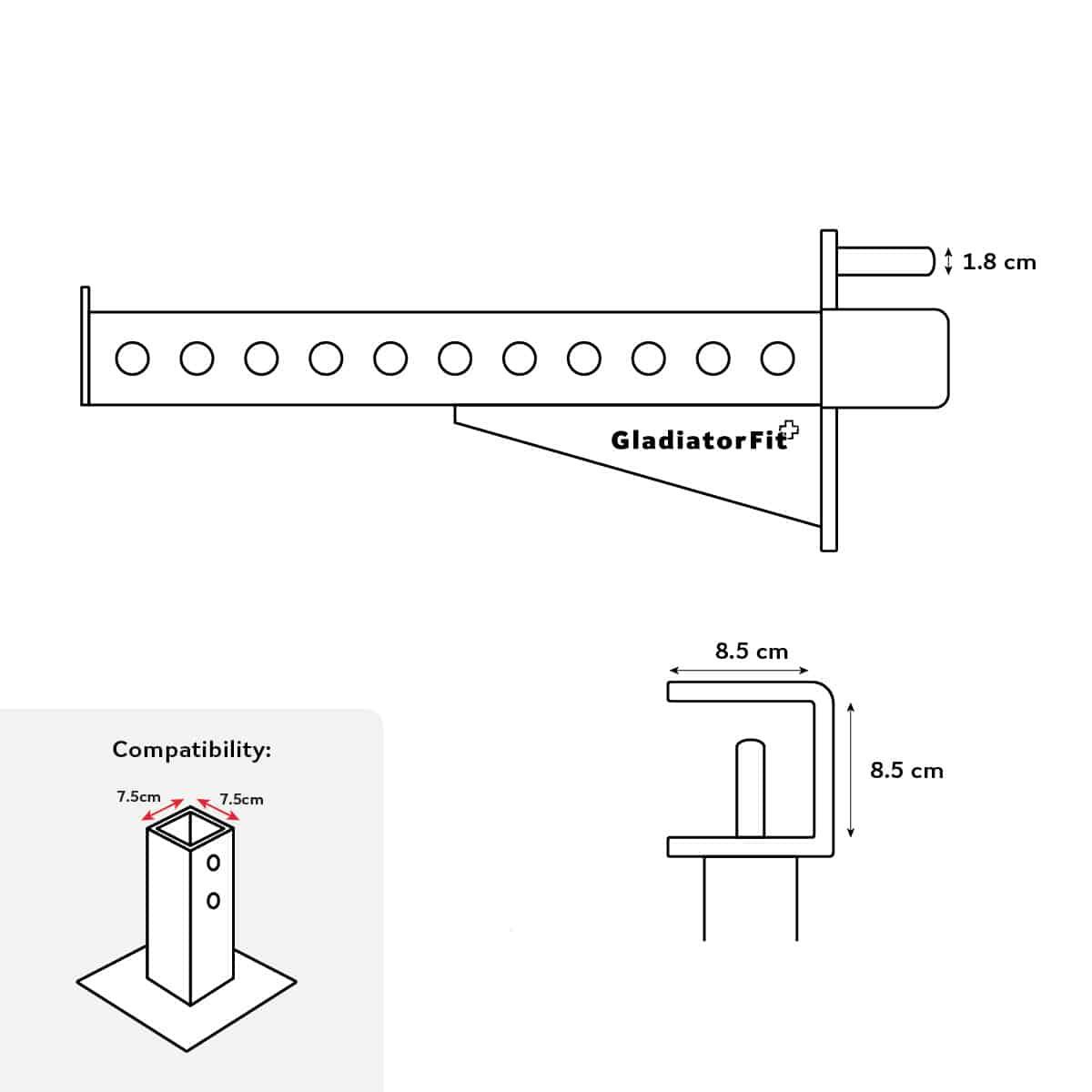 Sicherheitshalterungen 70cm "Safety Arms" GladiatorFit (Satz von 2) 5/5