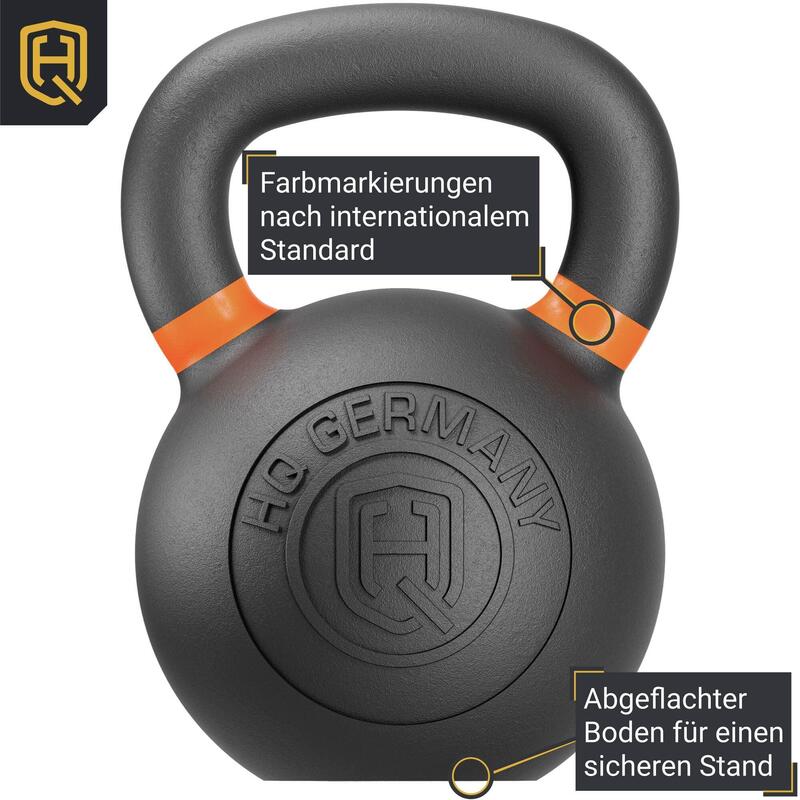 HQ Germany® Powdercoat Kettlebell | Vollguss | 2-32kg | Starter-Sets