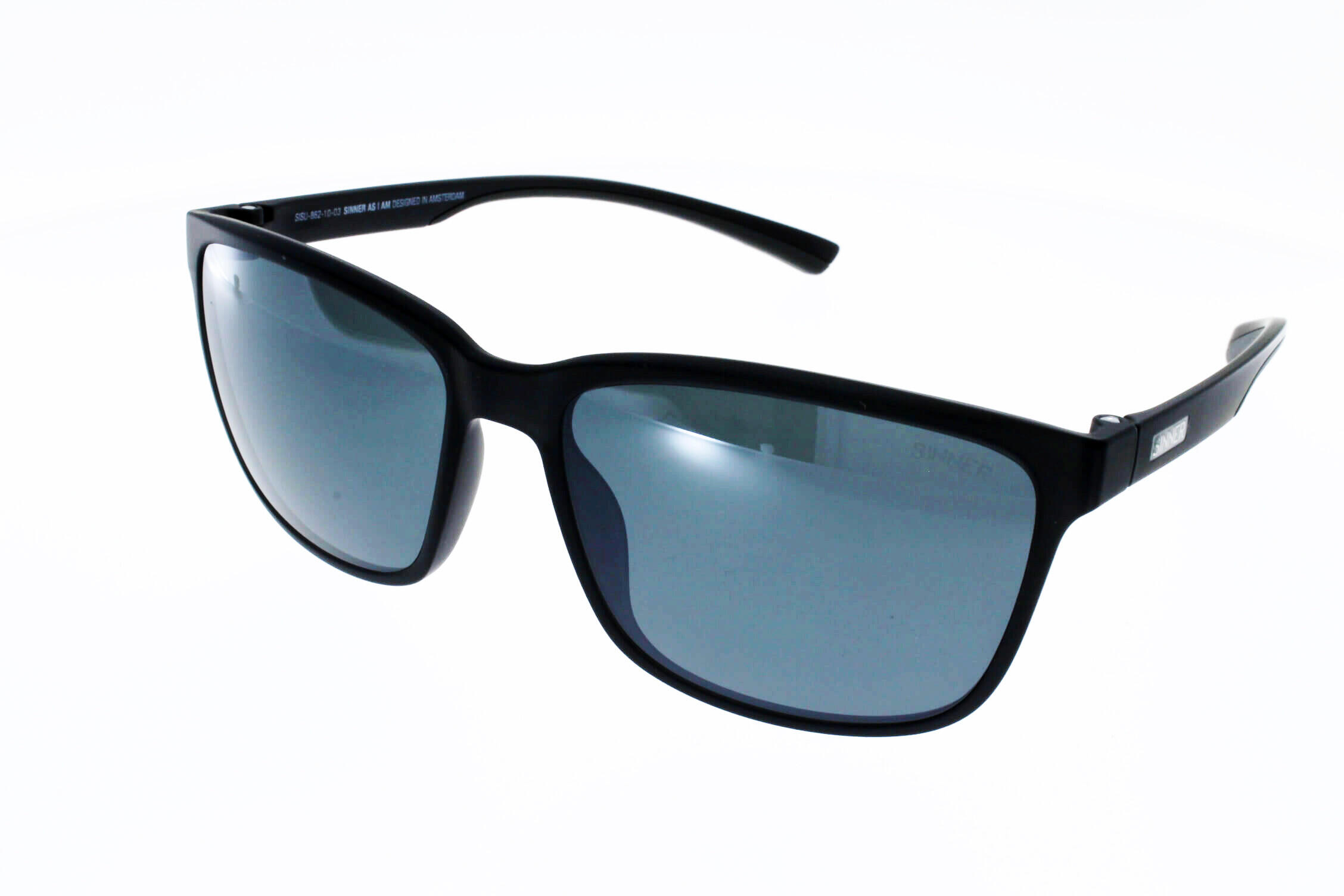 SINNER Komo Unisex Hiking Sunglasses - Matte Crystal Black, Smoke Flash Mirror Cat.3
