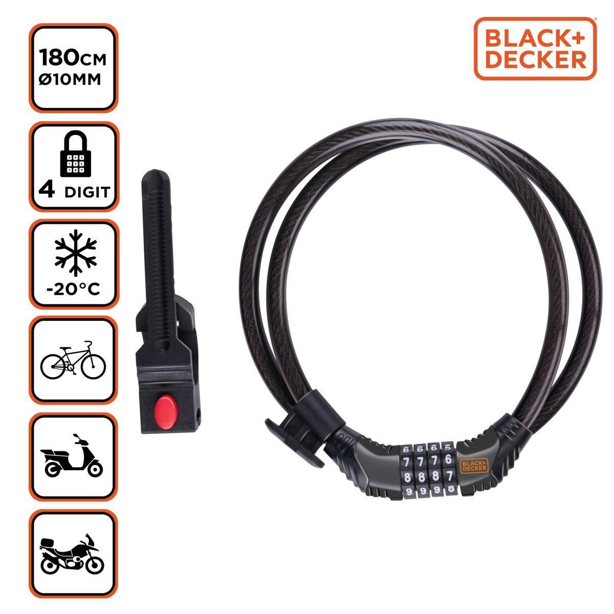 Zapięcie rowerowe Black + Decker na szyfr 10x1800mm 2/4