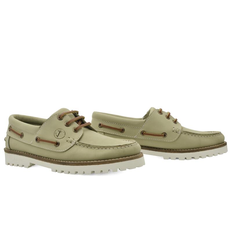 Zapatos Náuticos Seajure Kvalvika Mujer Verde Claro Cuero Nubuck