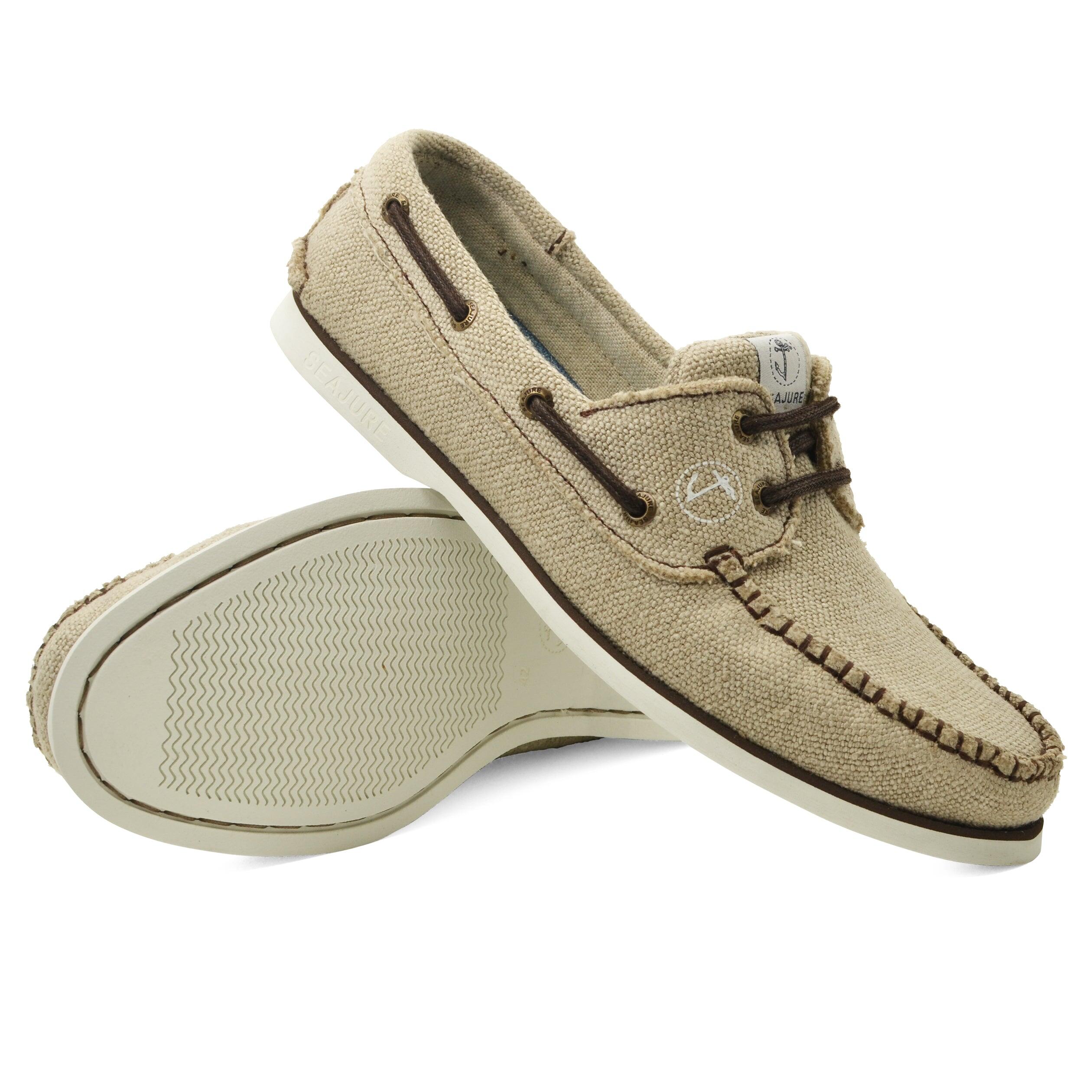 Hombre Cáñamo y vegano Zapatos Náuticos Achmelvich Beige 3/5