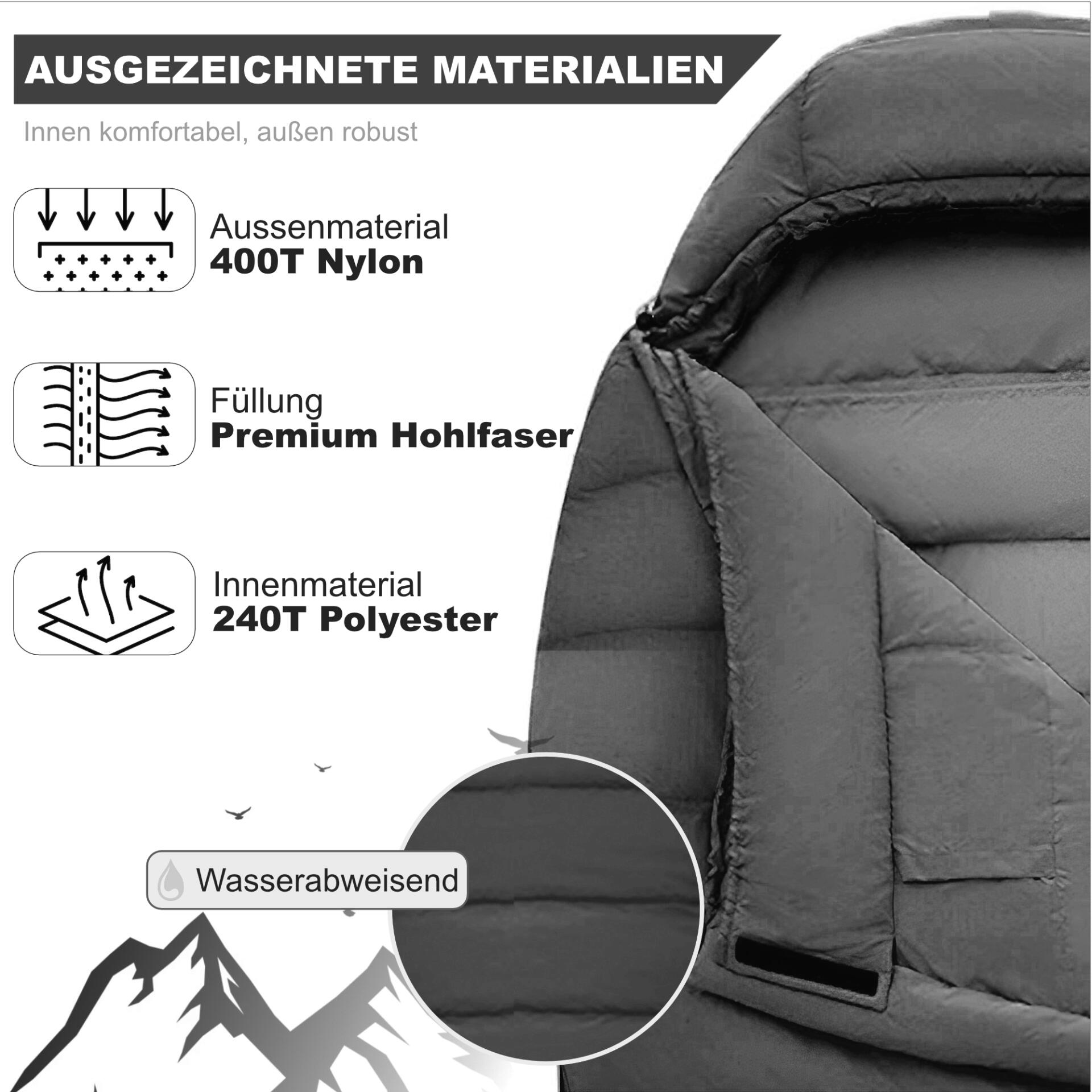 Mumienschlafsack Norskskin Ultralight Grey 800 g 205 cm Koppelbar Nylon 400T 5/7