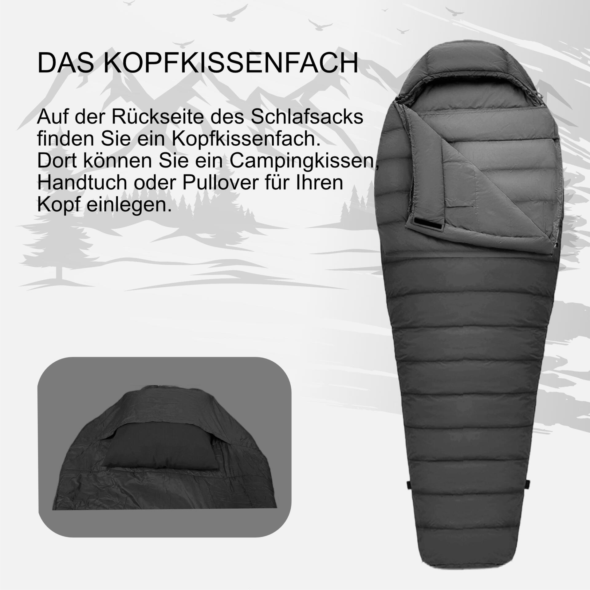 Mumienschlafsack Norskskin Ultralight Grey 800 g 205 cm Koppelbar Nylon 400T 6/7