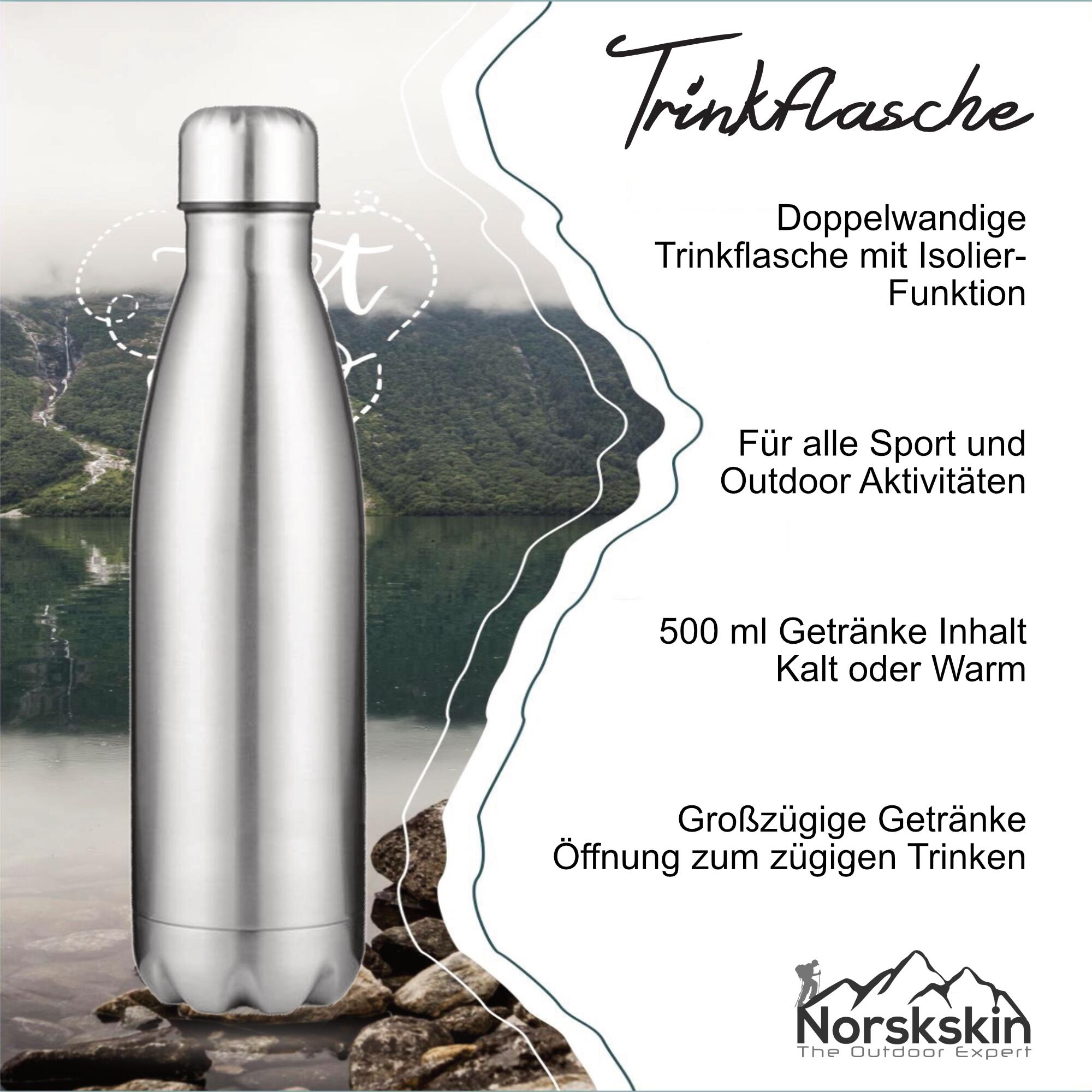 Edelstahl Trinkflasche 500 ml. Flasche Isoliert mit Schraubverschluss 7/7