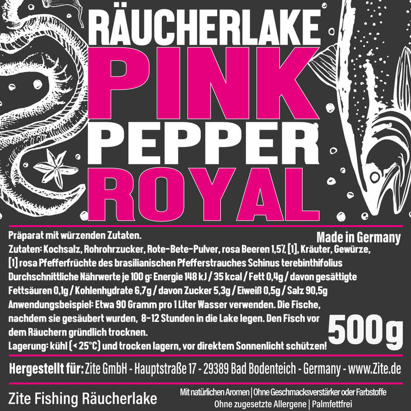Räucherlake PinkPepper Royal 500 g - Lauge für Fische - Natürliche Gewürzmischun