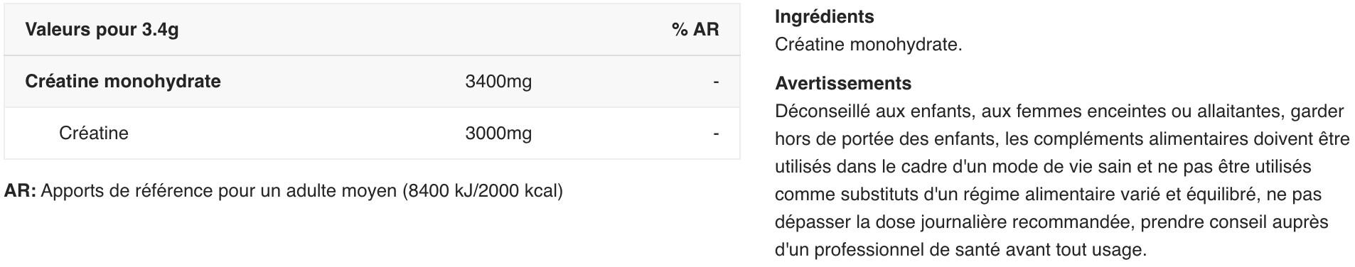 Créatine monohydrate - Platinum Creatine - Saveur neutre 2/5