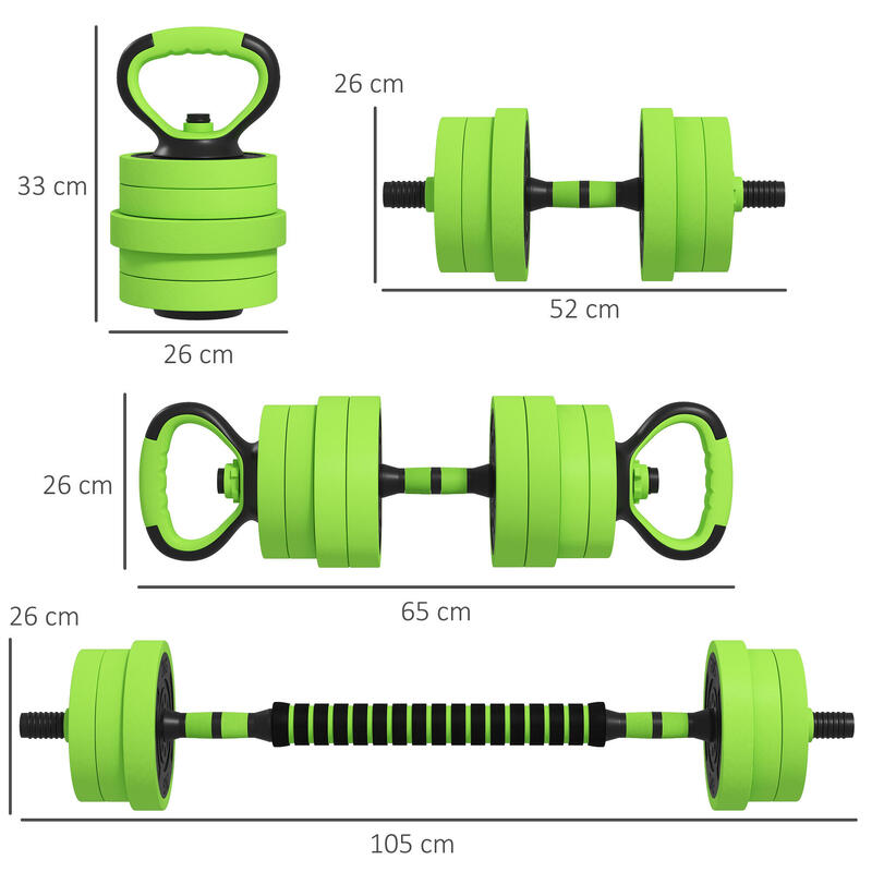 SPORTNOW Set de Greutăți 4 În 1, 40 kg În Total, Kettlebell, Gantere Și Haltere