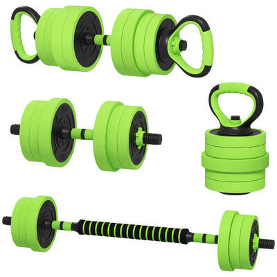 SPORTNOW Set pesi 4 in 1 da 40kg totali Kettlebell Manubri e Bilancieri