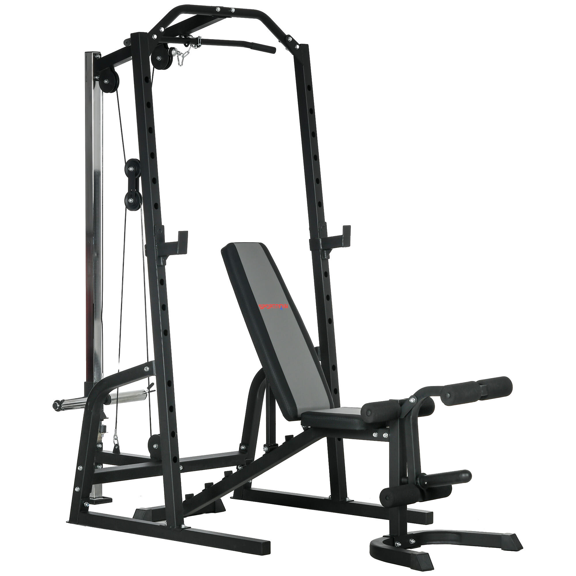 SPORTNOW SPORTNOW Power Tower Multifunzione con Panca Addominali e Porta Bilanciere, Nero