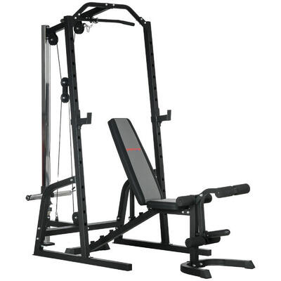 SPORTNOW Power Tower Multifunzione con Panca Addominali e Porta Bilanciere. Nero