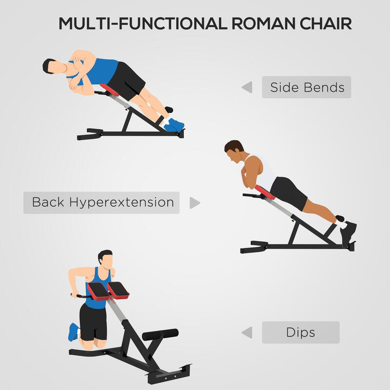 SPORTNOW Scaun Roman Reglabil pe Inaltime din Otel si PU, Negru