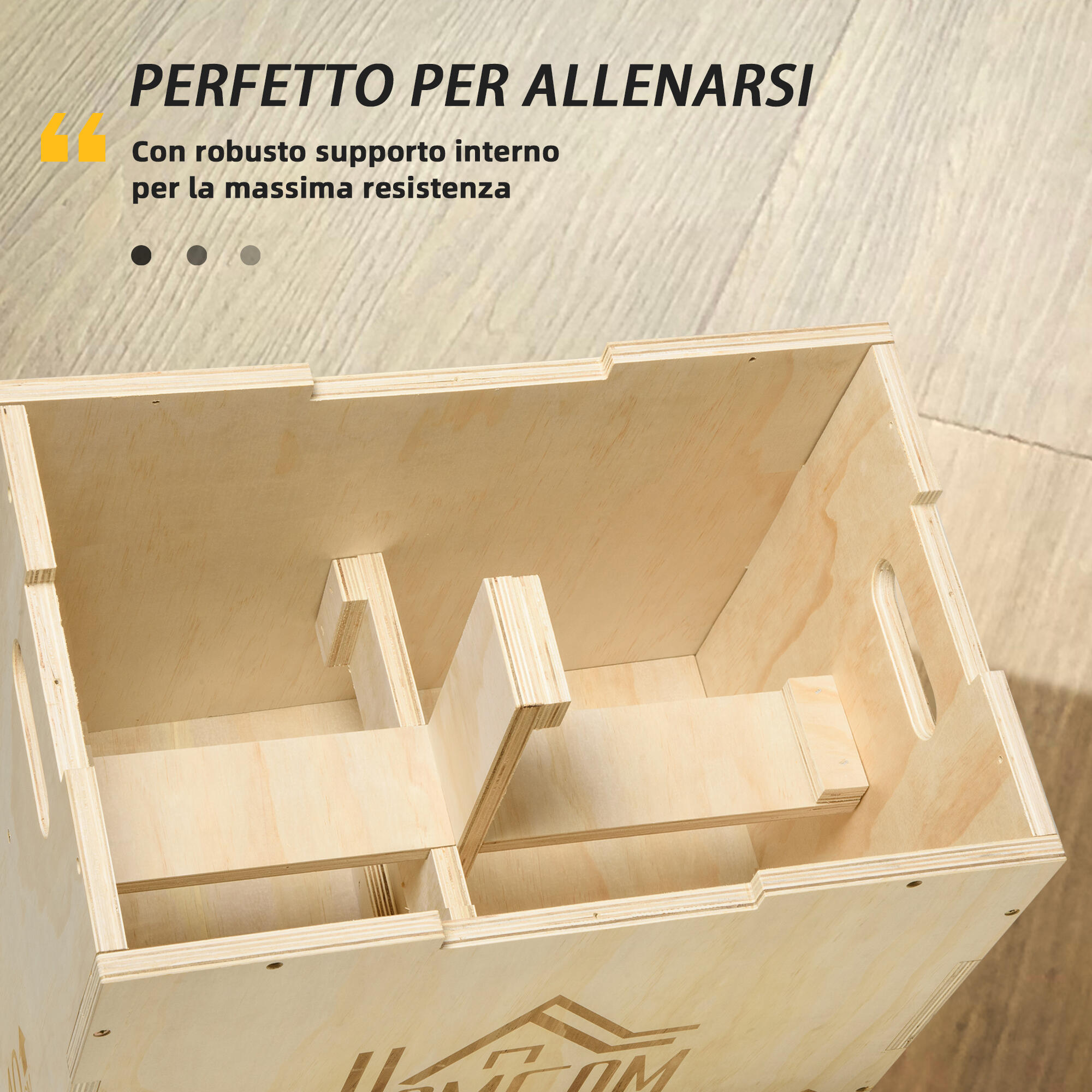 HOMCOM Plyo Box in Legno a 3 Altezze, Capacità 120kg, 61x51x76cm 6/7
