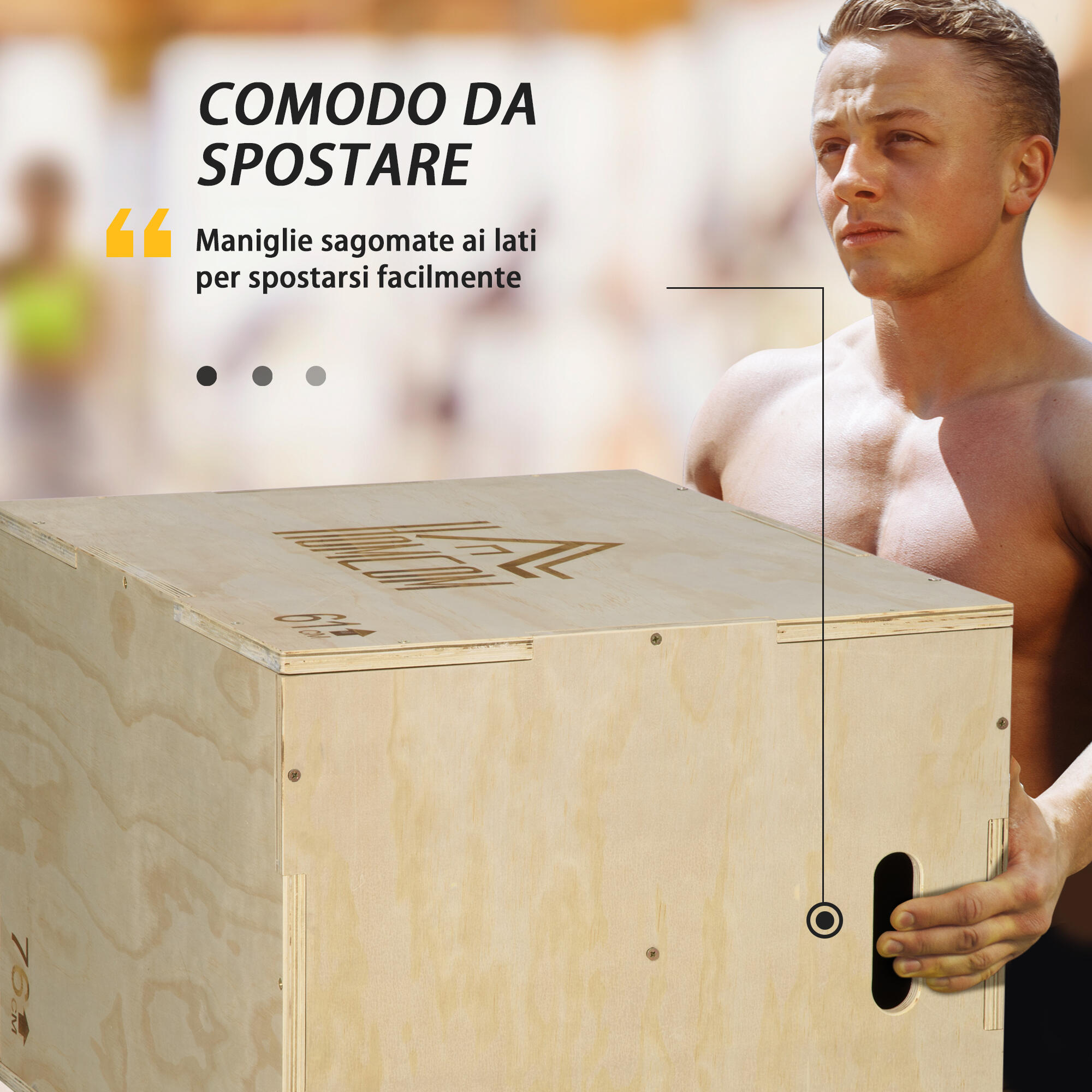 HOMCOM Plyo Box in Legno a 3 Altezze, Capacità 120kg, 61x51x76cm 5/7