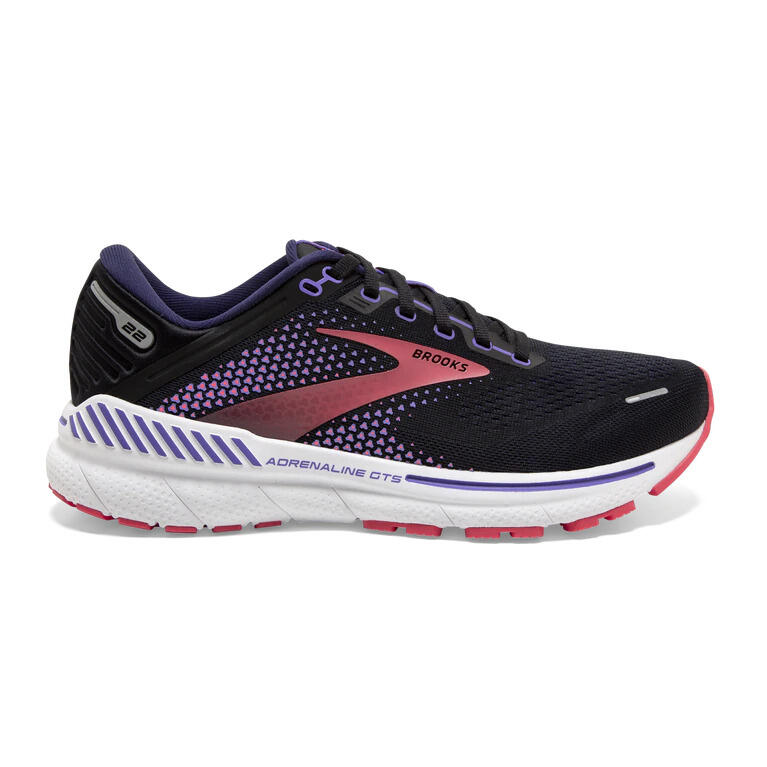 BROOKS Brooks Womens Adrenaline GTS 22 Running Shoes Black/Purple/Coral