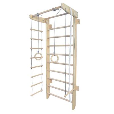 Numi Klettergerüst Holz Sprossenwand mit Klimmzugstange, Trapez und Strickleiter