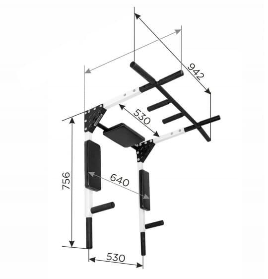 Gros Barre de Traction Murale 3 en 1 Station Dips et Abdominaux 3/7
