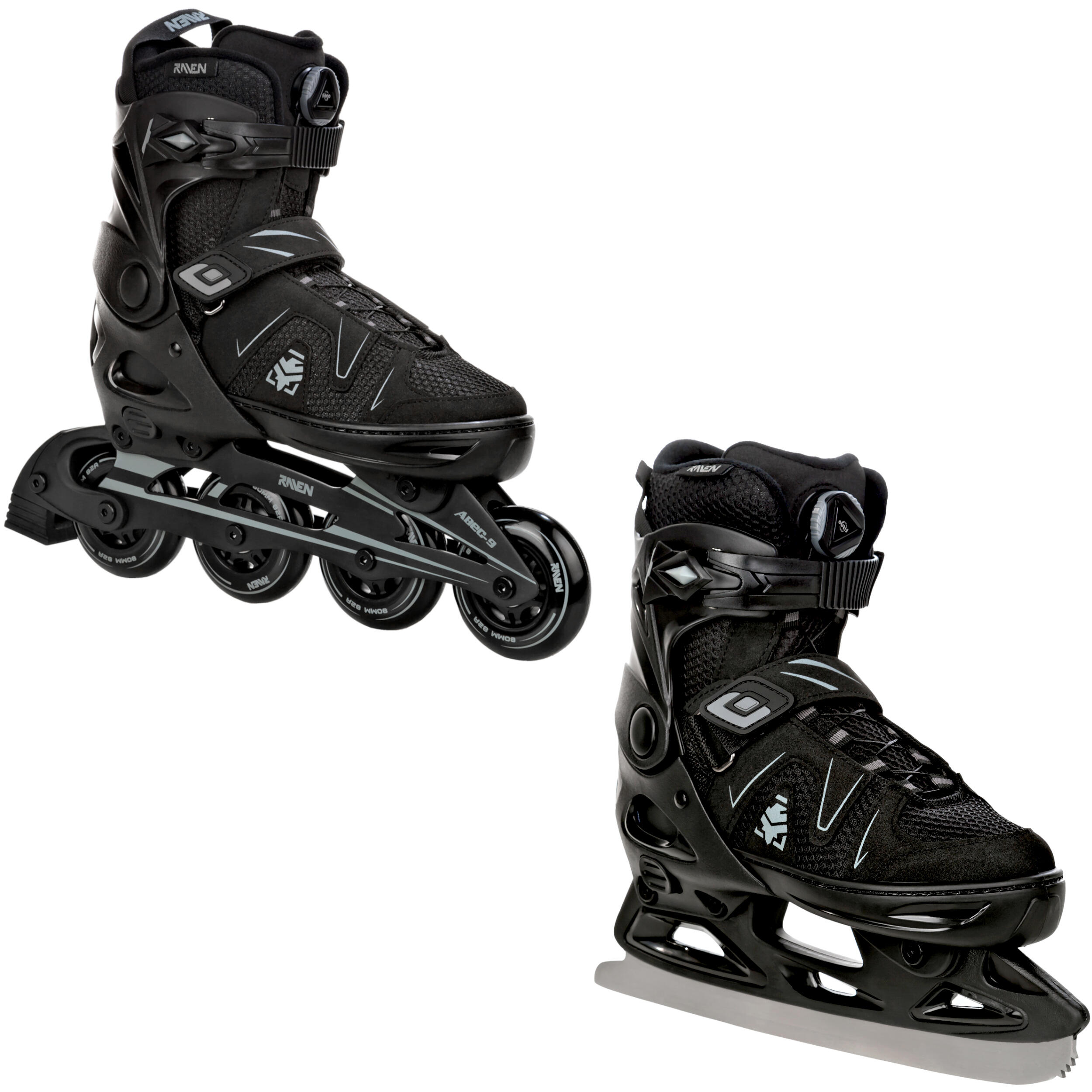 RAVEN Skeelers 2-in-1 kunstschaatsen Pulse PRO FitGo Zwart