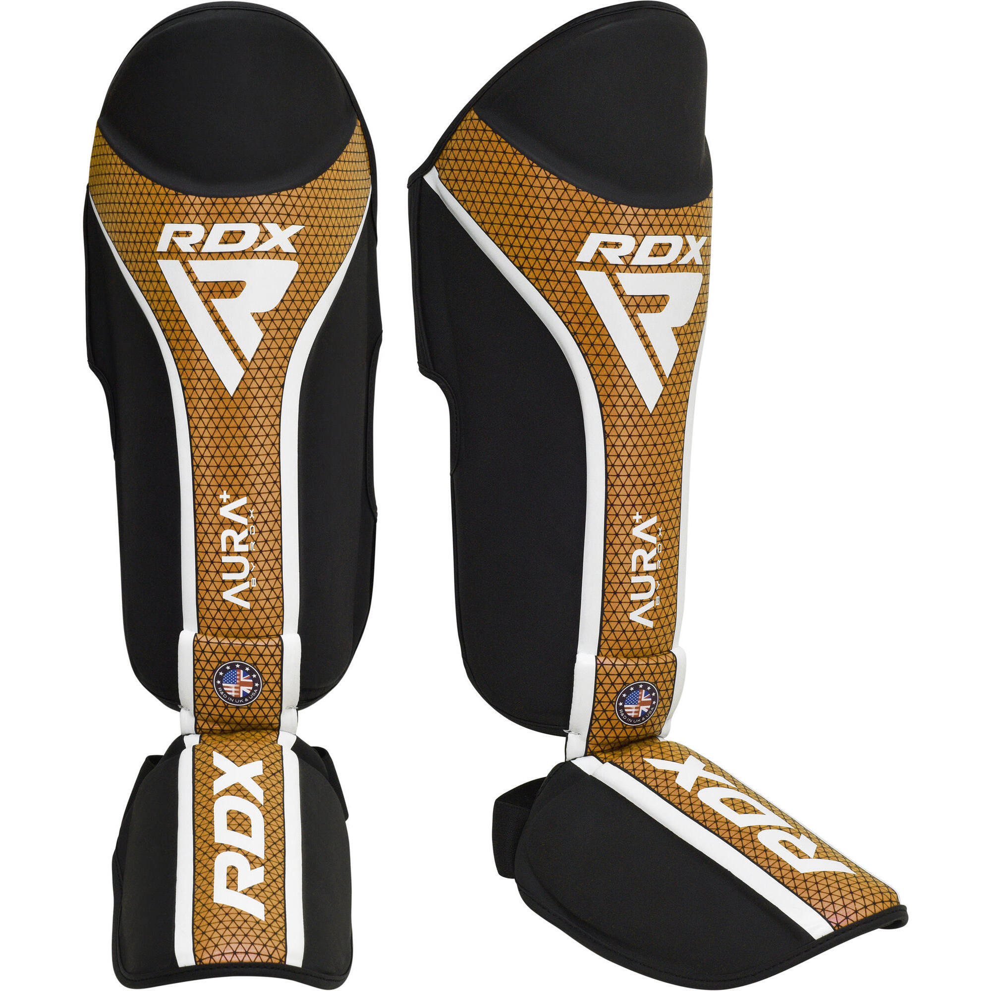 Rdx Sports - Protège-tibias Rdx Aura Plus T17 – Noir/or – L+ - Protège Tibia Et Pied - Blanc|jaune|orange - 42 M/l - Decathlon