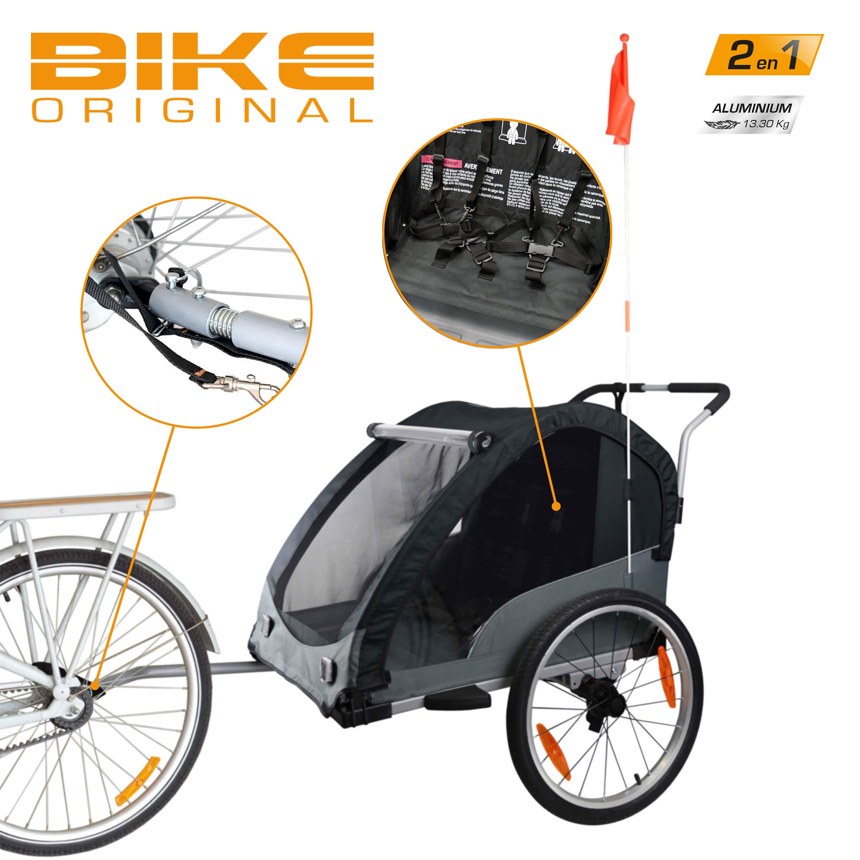 Remorque enfant convertible poussette Bike Original BIKE ORIGINAL Decathlon