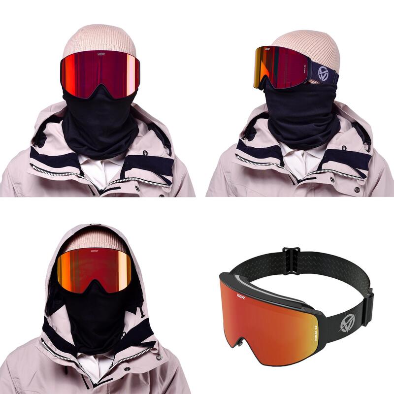 Schneebrille Crimson Ninja für Unisex-Erwachsene - beschlagfrei - magnetisch