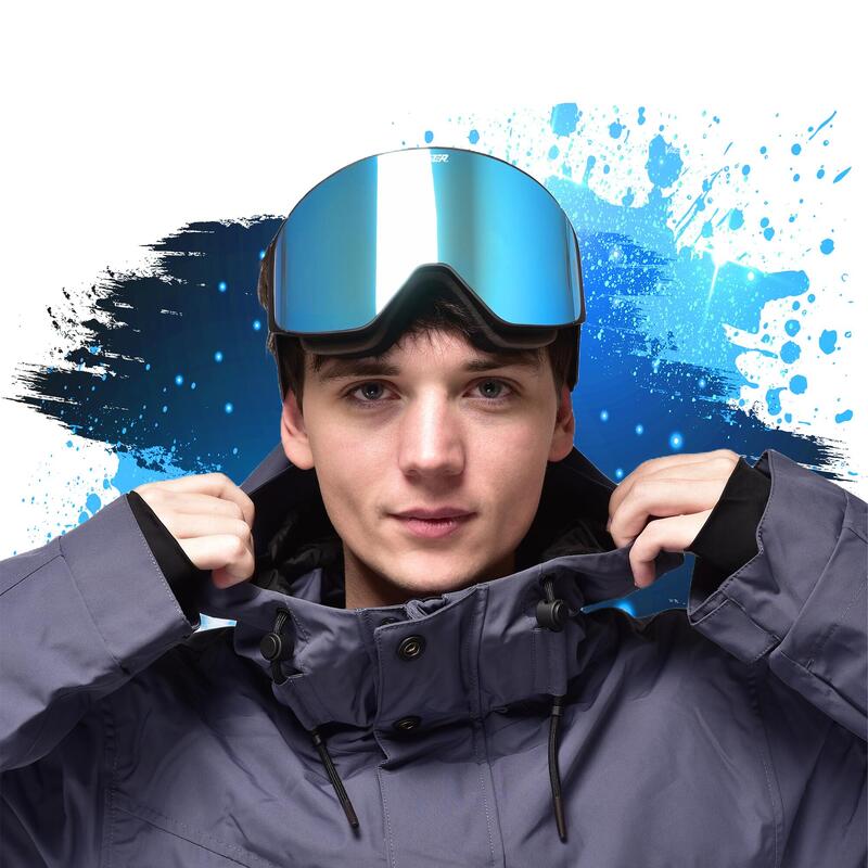 Carver blauwe skibril & snowboardbril - anti-fog & UV400 - magnetisch - OTG