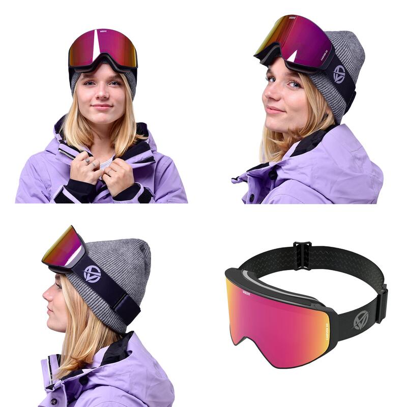 Masque de ski & snowboard rose Carver - anti-buée - magnétique