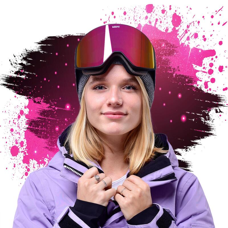 Masque de ski & snowboard rose Carver - anti-buée - magnétique