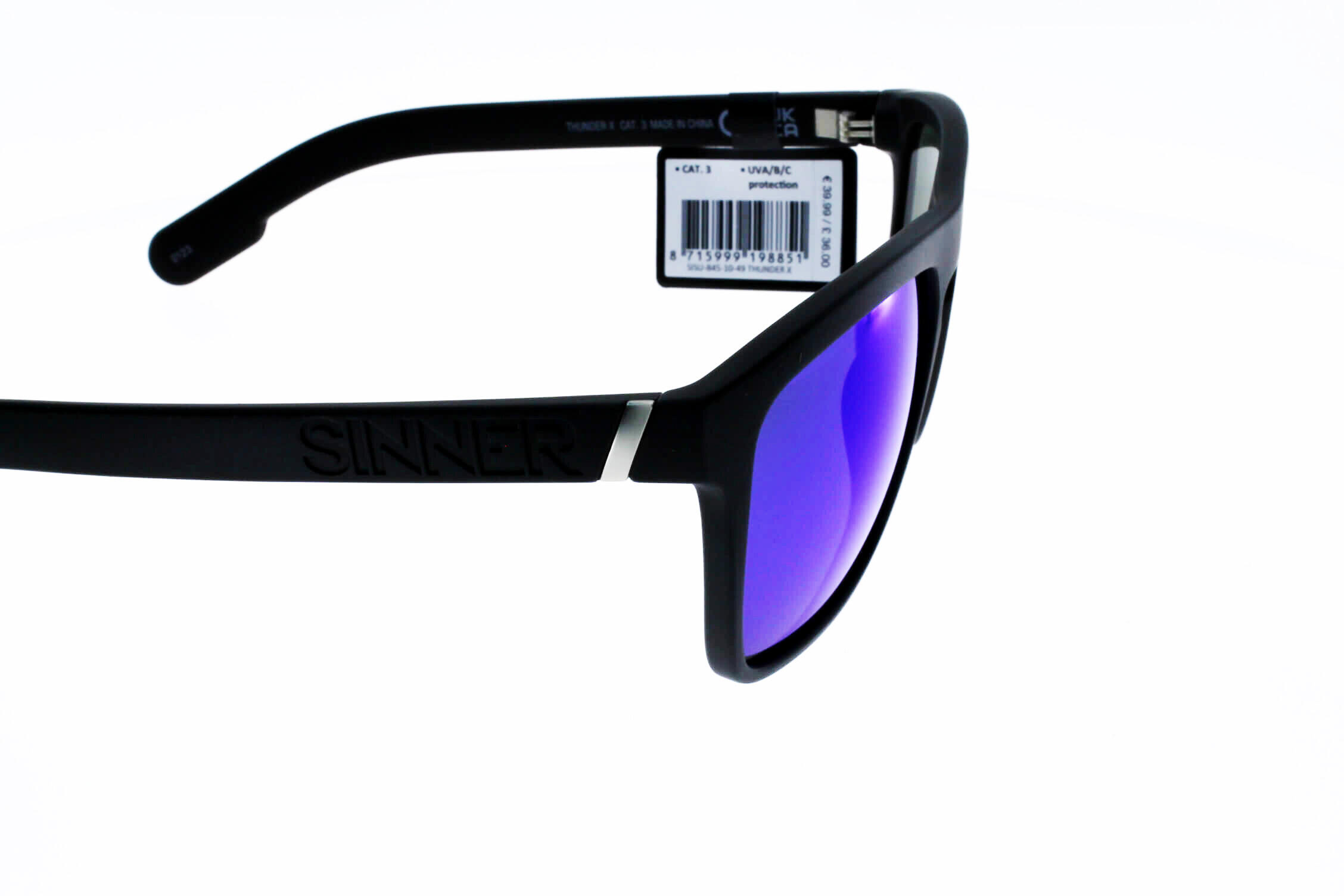 Thunder X Unisex Hiking Sunglasses - Matte Black, Blue Cat.3 4/5