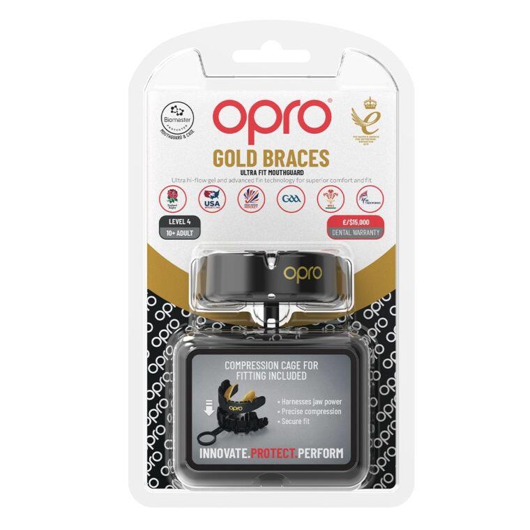 Opro Goud Beugelbeschermer Zwart/goud Volwassenen V2 2/7