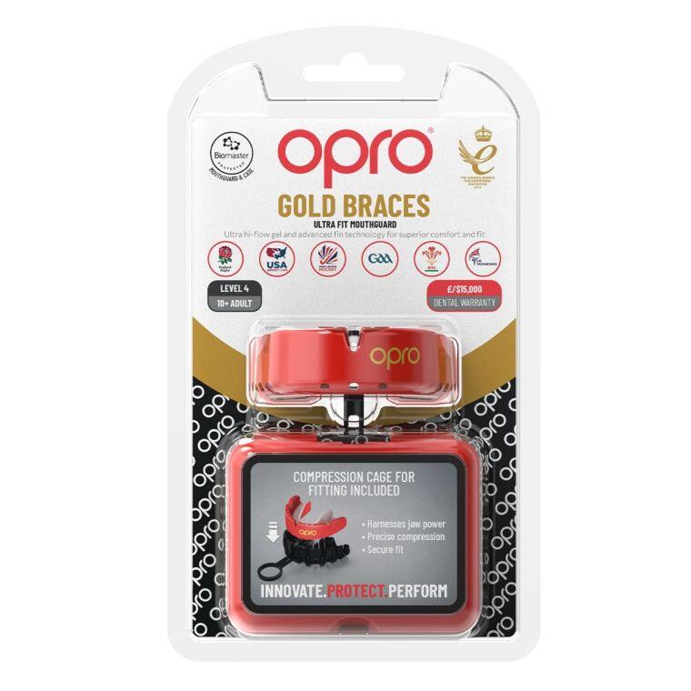 Protège Dents Opro Gold Braces Rouge Et Blanc Adulte V2