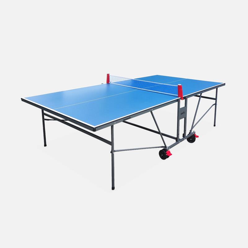 Table de ping pong INDOOR bleue, avec 2 raquettes et 3 balles, pour utilisation