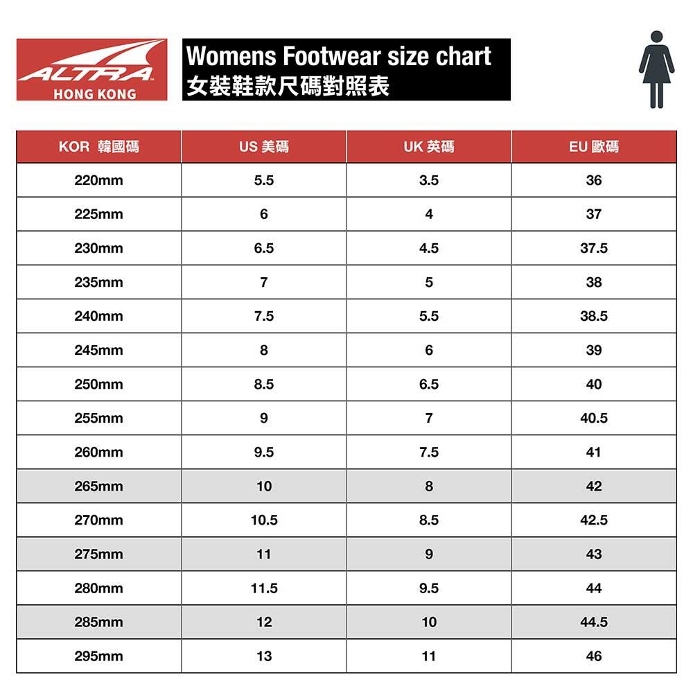 Altra Women's Altra Lone Peak Size Guide Altra Lone Peak