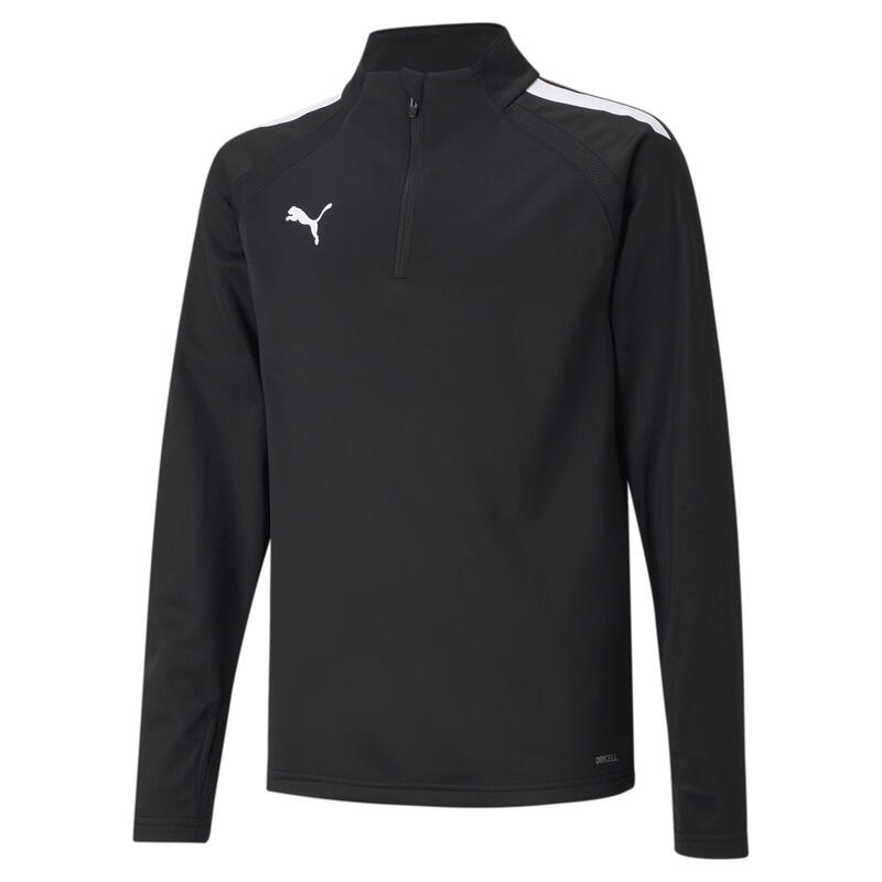 teamLIGA Quarter-Zip Football Top Youth PUMA Black White