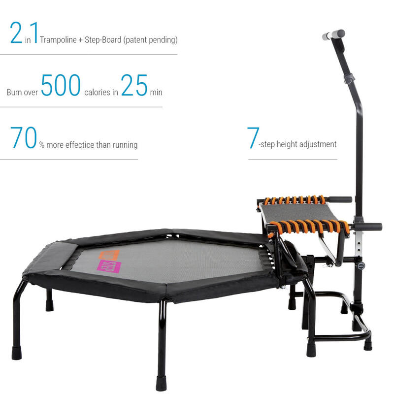 JumpStep Fitness trampoline met opstap - professioneel gebruik - stapelbaar