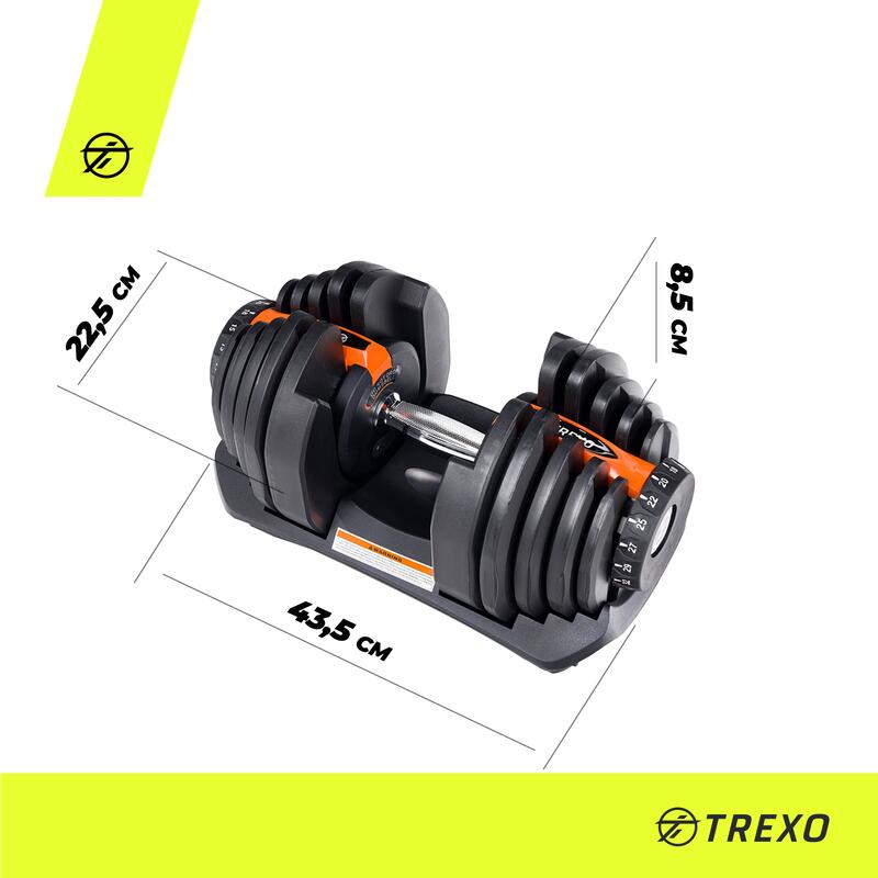 TREXO állítható súlyzó fekete ADT-24 24 kg
