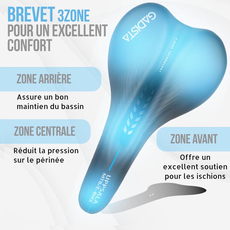 GADISTA France, Selle velo UPPSALA, Confortable, Made ITALIE, technologie 3ZONES