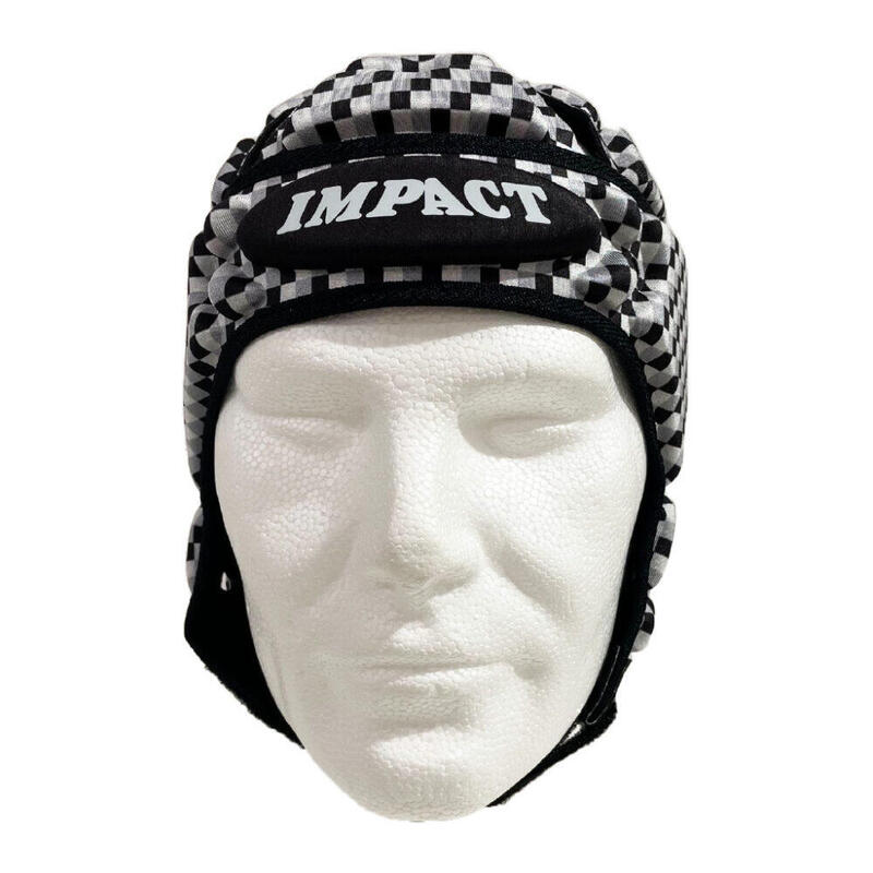 Casco Da Rugby Impact Adulti Con Motivo A Quadri Nero, Grigio E Bianco