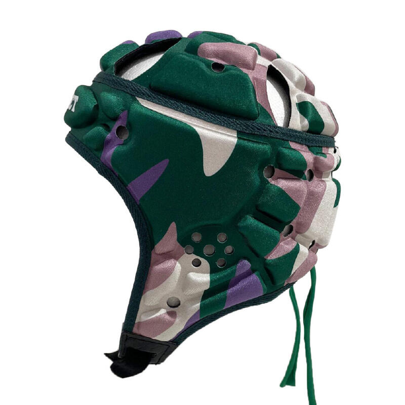 Casco Da Rugby Impact Adulti Camouflage Verde, Grigio E Viola