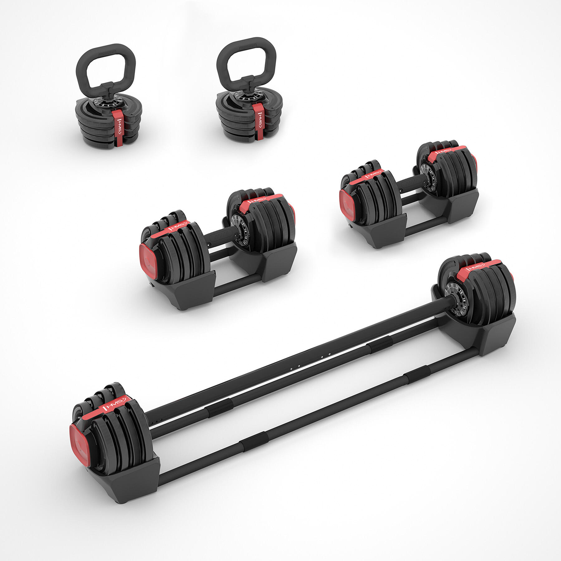 Hms - Set D'Haltères Réglables 3 En 1 Hms Sgr18 Pro - Kit Haltères - Gris|noir - Decathlon