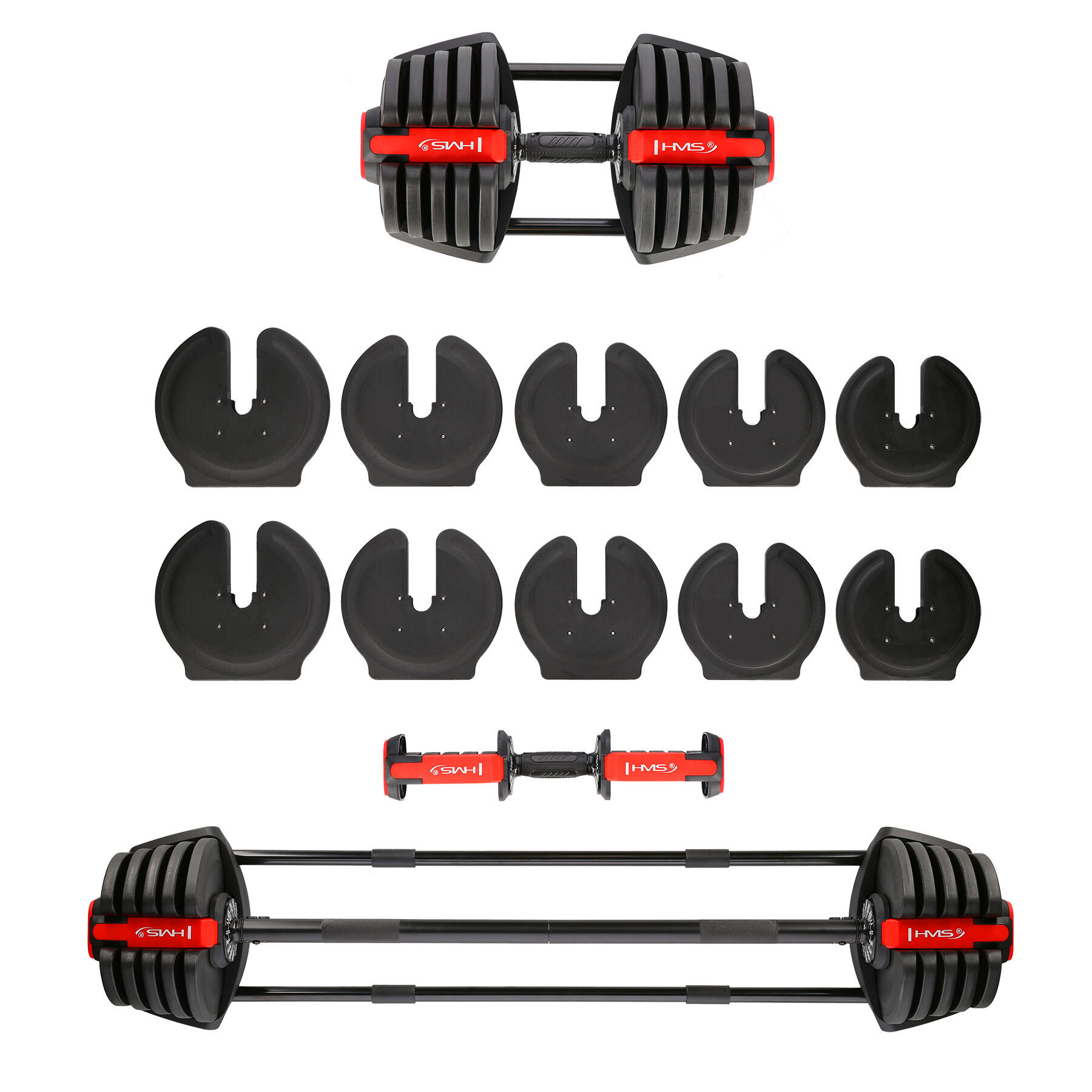 Verstelbare halters 2-in-1 met halterstang 40 kg HMS SGR40 1/7